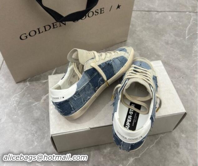 Good Looking Golden Goose Super-Star Sneakers in Blue Denim Patchwork 530018