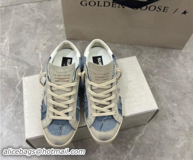 Good Looking Golden Goose Super-Star Sneakers in Blue Denim Patchwork 530018