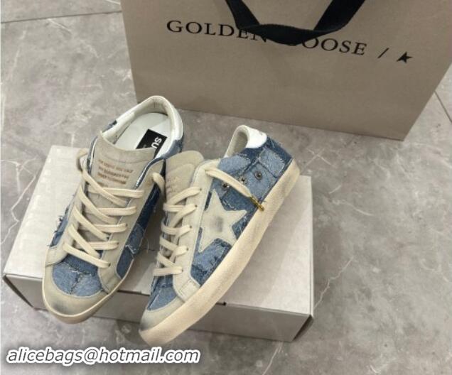 Good Looking Golden Goose Super-Star Sneakers in Blue Denim Patchwork 530018