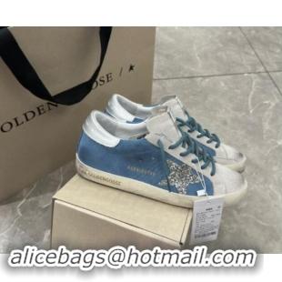 Top Grade Golden Goose Super-Star Sneakers in Denim Blue and Grey Suede 530021