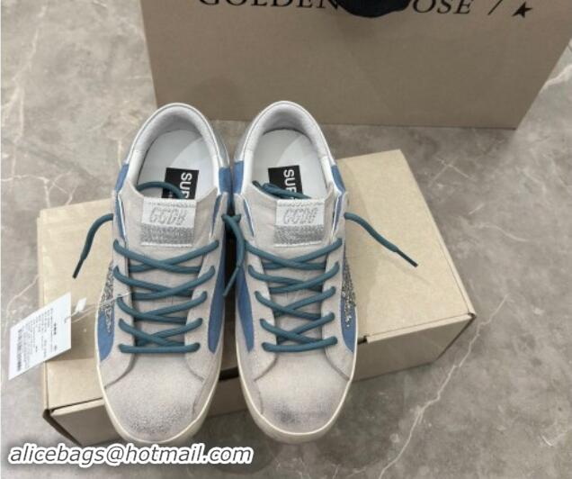 Top Grade Golden Goose Super-Star Sneakers in Denim Blue and Grey Suede 530021