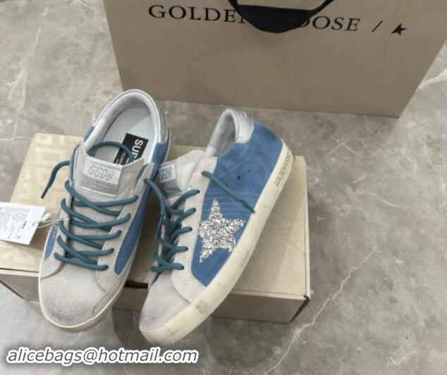 Top Grade Golden Goose Super-Star Sneakers in Denim Blue and Grey Suede 530021