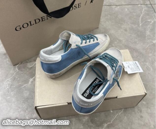 Top Grade Golden Goose Super-Star Sneakers in Denim Blue and Grey Suede 530021