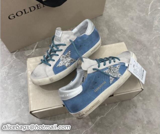 Top Grade Golden Goose Super-Star Sneakers in Denim Blue and Grey Suede 530021