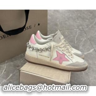 Best Grade Golden Goose Ball Star Sneakers with pink leather star and strass decoration 530022