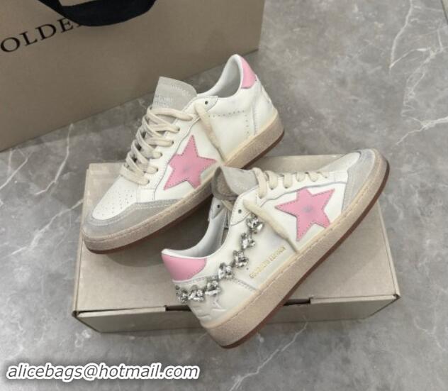 Best Grade Golden Goose Ball Star Sneakers with pink leather star and strass decoration 530022