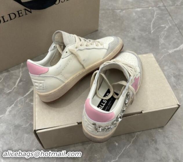 Best Grade Golden Goose Ball Star Sneakers with pink leather star and strass decoration 530022