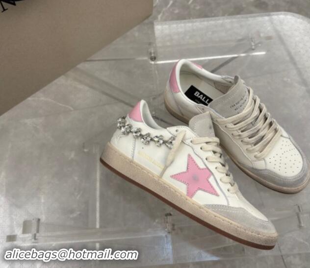 Best Grade Golden Goose Ball Star Sneakers with pink leather star and strass decoration 530022