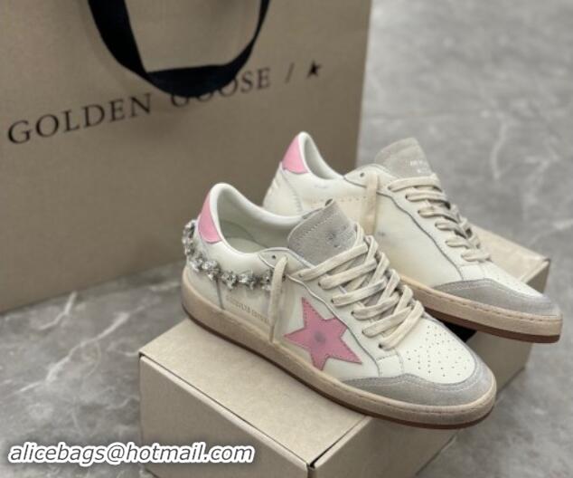 Best Grade Golden Goose Ball Star Sneakers with pink leather star and strass decoration 530022