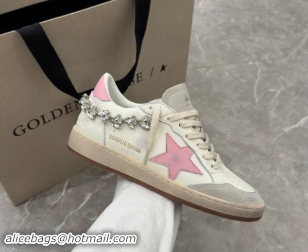 Best Grade Golden Goose Ball Star Sneakers with pink leather star and strass decoration 530022