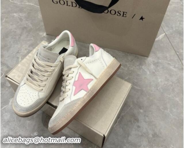 Best Grade Golden Goose Ball Star Sneakers with pink leather star and strass decoration 530022