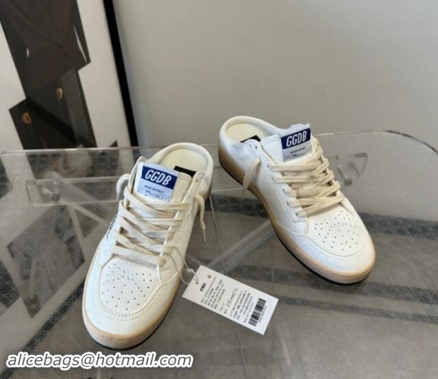 Best Price Golden Goose Ball Star Sneaker Mules in white leather with gold glitter star 530026