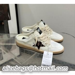 Good Quality Golden Goose Ball Star Sneaker mules in white leather with peony star 530027