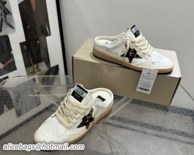 Good Quality Golden Goose Ball Star Sneaker mules in white leather with peony star 530027