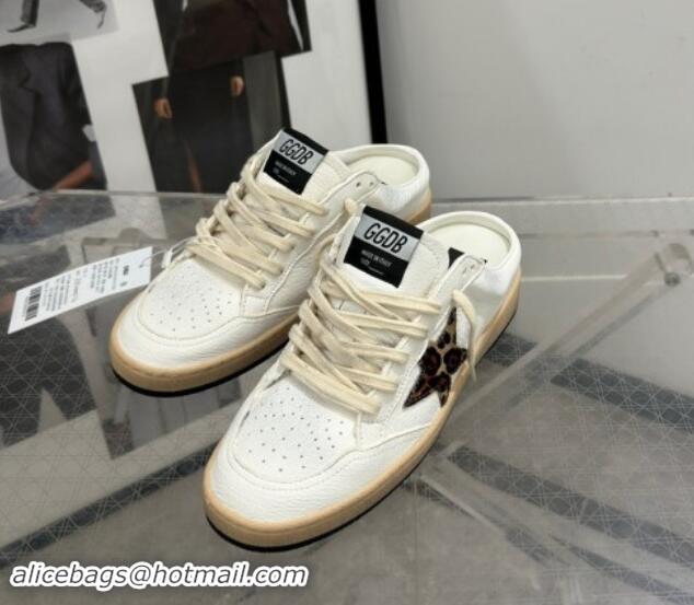 Good Quality Golden Goose Ball Star Sneaker mules in white leather with peony star 530027