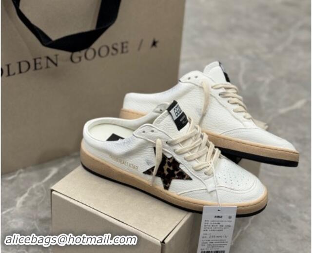 Good Quality Golden Goose Ball Star Sneaker mules in white leather with peony star 530027