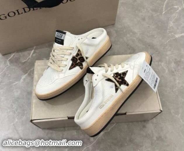 Good Quality Golden Goose Ball Star Sneaker mules in white leather with peony star 530027