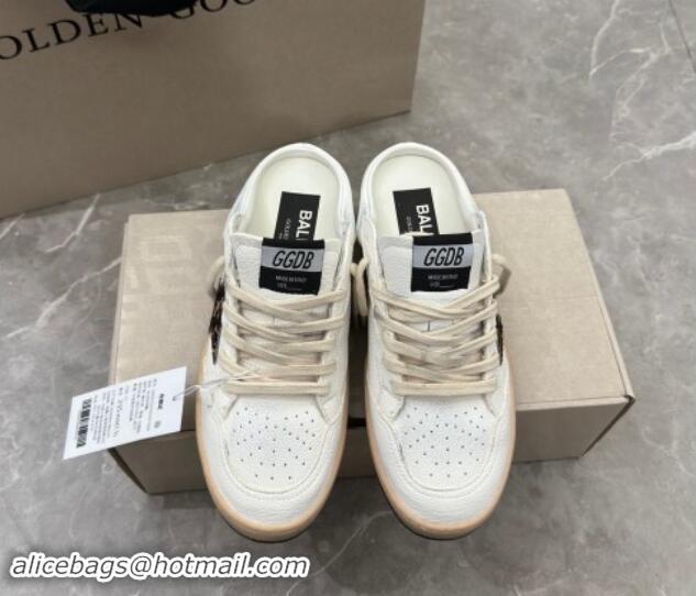 Good Quality Golden Goose Ball Star Sneaker mules in white leather with peony star 530027