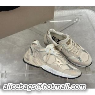 Low Price Golden Goose Dad-Star Sneakers in white mesh and grey suede with glitter 530032