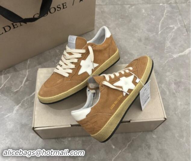 Shop Cheap Golden Goose Ball Star Sneakers in camel brown suede with white star and tab 0702111