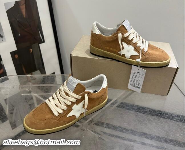 Shop Cheap Golden Goose Ball Star Sneakers in camel brown suede with white star and tab 0702111