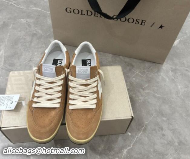 Shop Cheap Golden Goose Ball Star Sneakers in camel brown suede with white star and tab 0702111