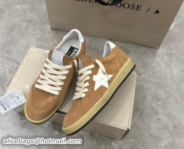 Shop Cheap Golden Goose Ball Star Sneakers in camel brown suede with white star and tab 0702111