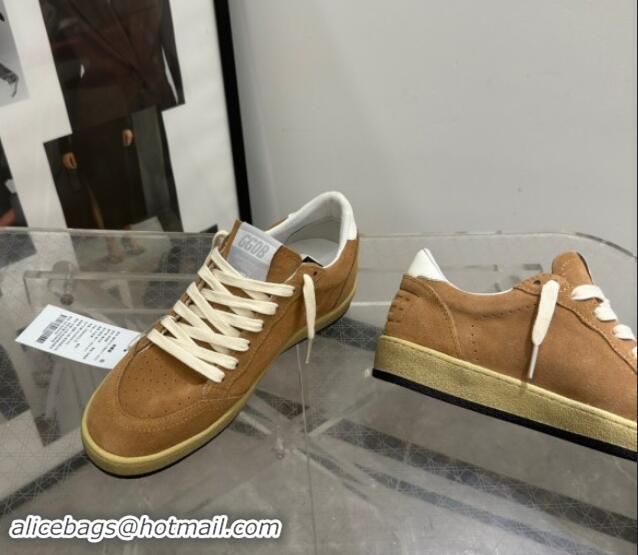 Shop Cheap Golden Goose Ball Star Sneakers in camel brown suede with white star and tab 0702111