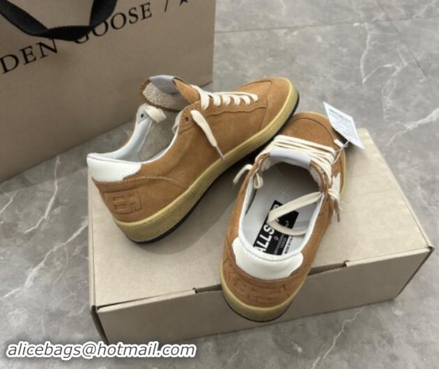 Shop Cheap Golden Goose Ball Star Sneakers in camel brown suede with white star and tab 0702111