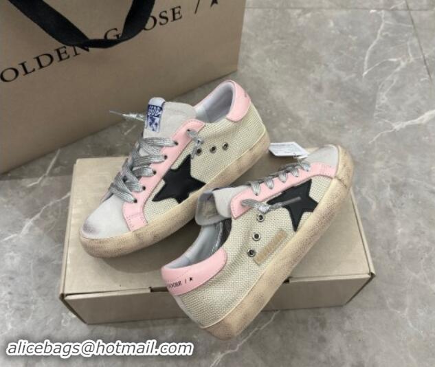 Sophisticated Golden Goose Super-Star Sneakers in Mesh and Light Pink Leather 0702113