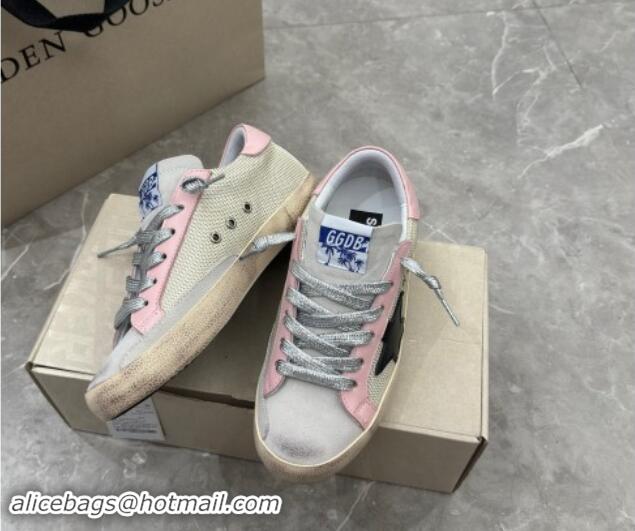 Sophisticated Golden Goose Super-Star Sneakers in Mesh and Light Pink Leather 0702113