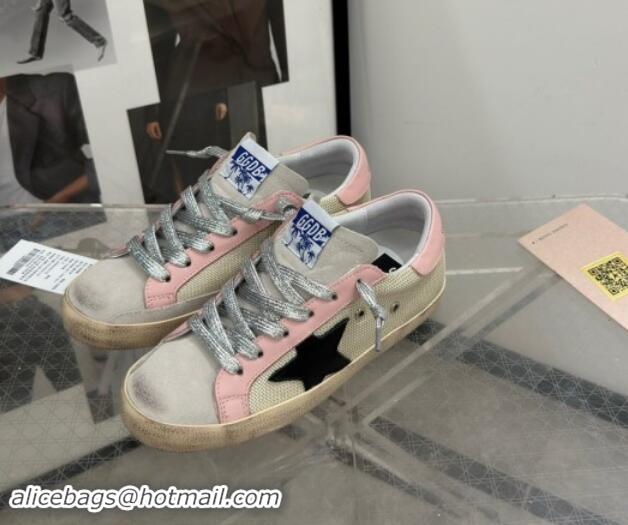 Sophisticated Golden Goose Super-Star Sneakers in Mesh and Light Pink Leather 0702113