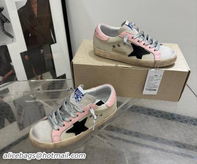 Sophisticated Golden Goose Super-Star Sneakers in Mesh and Light Pink Leather 0702113