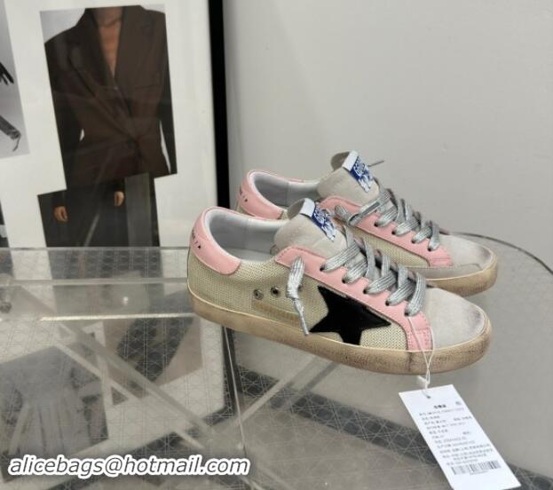 Sophisticated Golden Goose Super-Star Sneakers in Mesh and Light Pink Leather 0702113