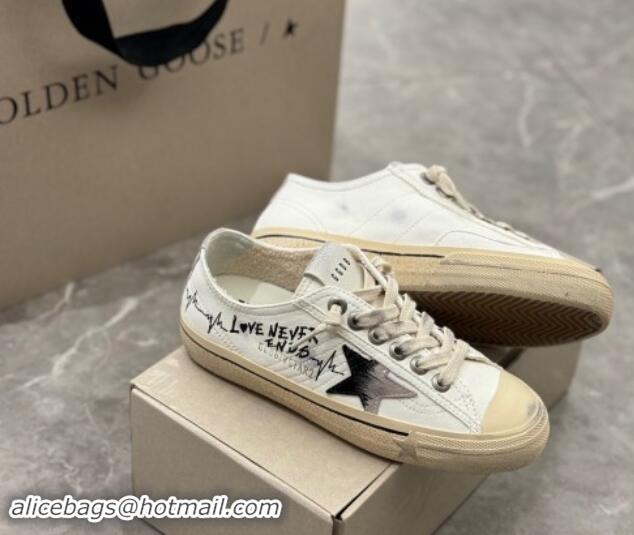 Duplicate Golden Goose V-Star Sneakers in Leather with Signature White/Black 702116