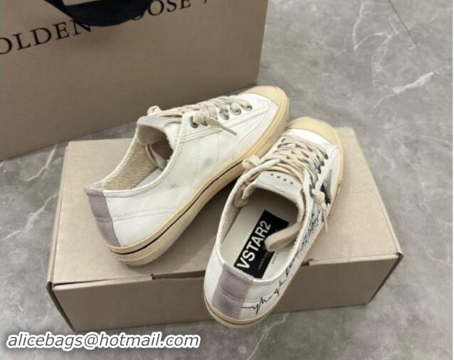 Duplicate Golden Goose V-Star Sneakers in Leather with Signature White/Black 702116