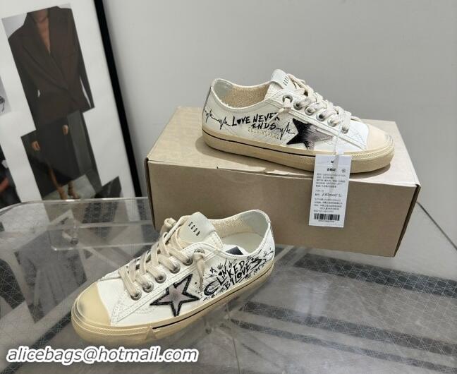 Duplicate Golden Goose V-Star Sneakers in Leather with Signature White/Black 702116