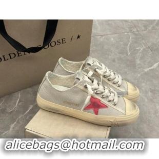 Stylish Golden Goose Women's V-Star sneakers in light gray canvas with a red leather star 7230101