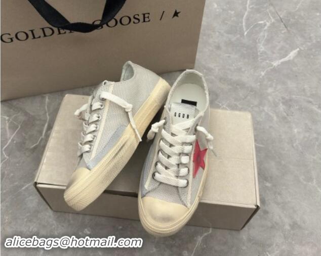 Stylish Golden Goose Women's V-Star sneakers in light gray canvas with a red leather star 7230101