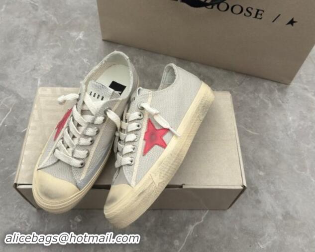 Stylish Golden Goose Women's V-Star sneakers in light gray canvas with a red leather star 7230101