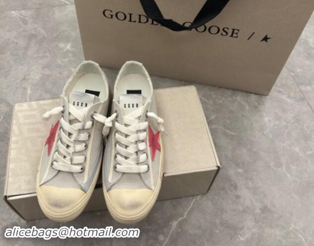 Stylish Golden Goose Women's V-Star sneakers in light gray canvas with a red leather star 7230101