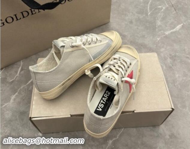 Stylish Golden Goose Women's V-Star sneakers in light gray canvas with a red leather star 7230101