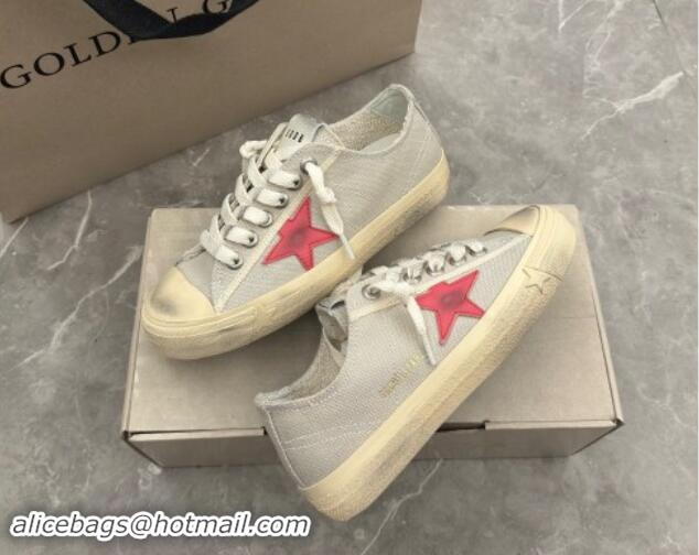 Stylish Golden Goose Women's V-Star sneakers in light gray canvas with a red leather star 7230101