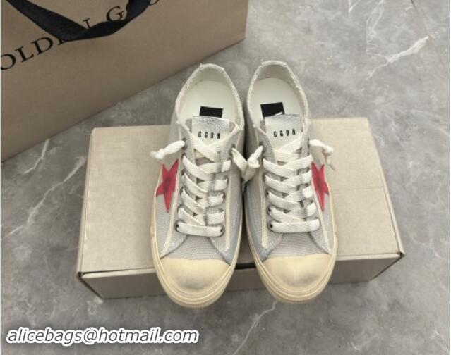 Stylish Golden Goose Women's V-Star sneakers in light gray canvas with a red leather star 7230101