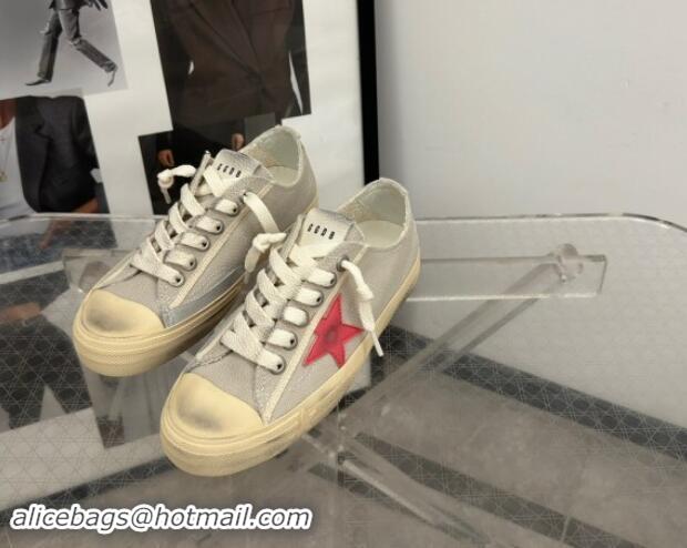 Stylish Golden Goose Women's V-Star sneakers in light gray canvas with a red leather star 7230101