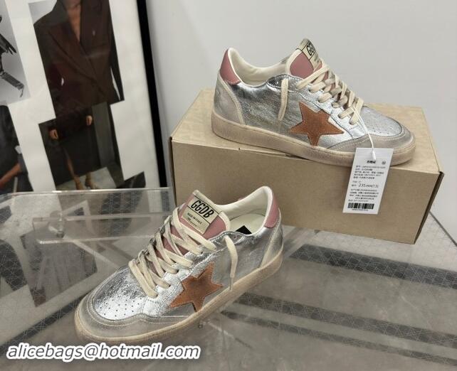 Low Cost Golden Goose Ball Star Sneakers in Silver Leather with brown suede star 7230103