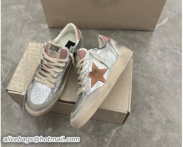 Low Cost Golden Goose Ball Star Sneakers in Silver Leather with brown suede star 7230103