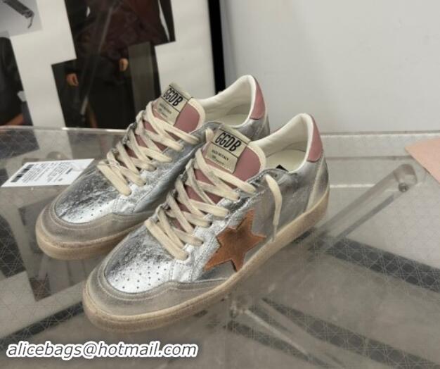 Low Cost Golden Goose Ball Star Sneakers in Silver Leather with brown suede star 7230103