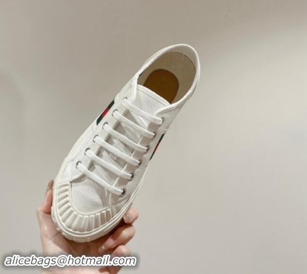 Luxury Cheap Gucci Lido Canvas Low Top Sneakers White 7230110