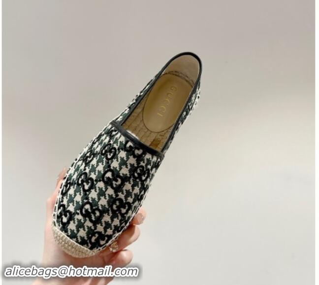 Top Design Gucci Espadrilles Flat in GG Houndtooth Canvas Black 7230113